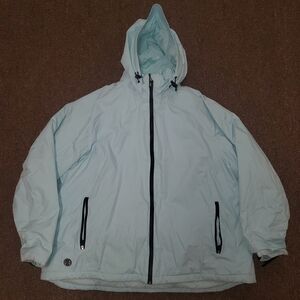 Lands End Winter Jacket Women's 2X 20W-22W Light Blue Full Zip Waterproof Coat